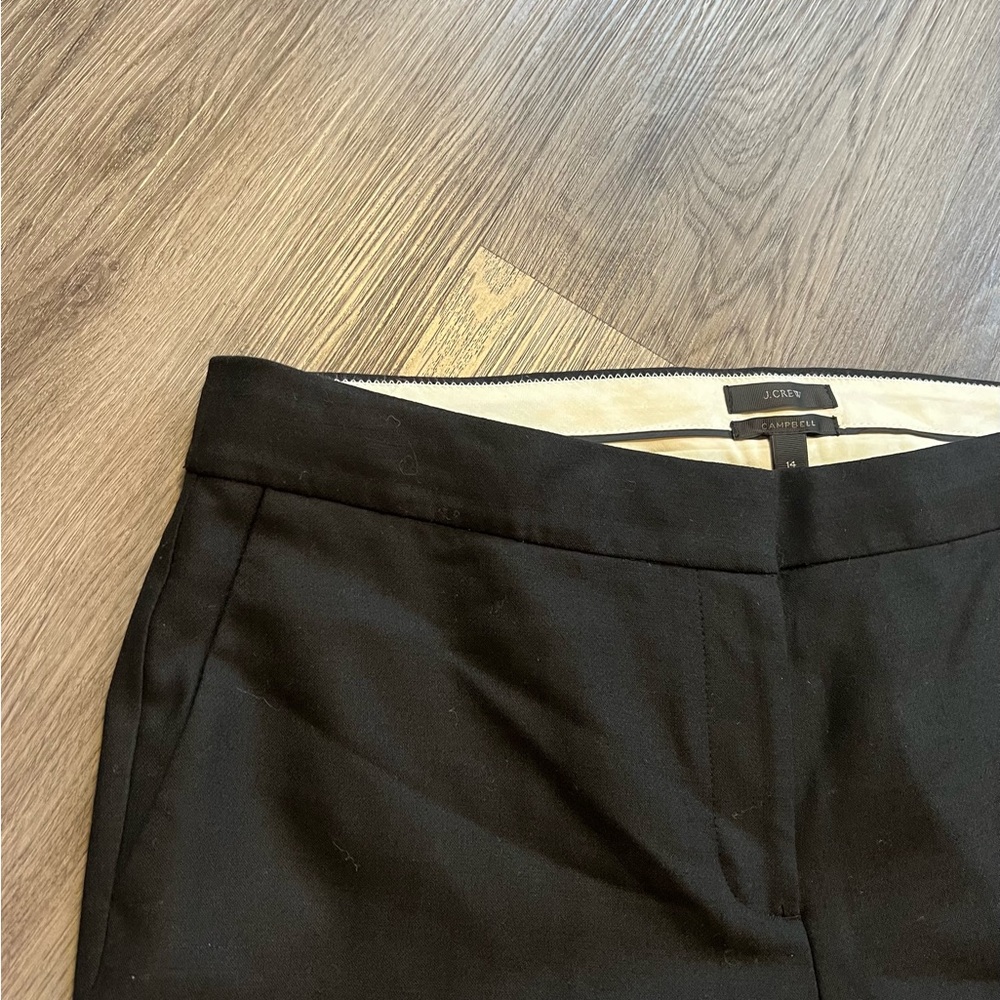 J. Crew Campbell Trouser Pants Womens Size 14 Black Wool Blend Stretch P57. - Picture 3 of 7